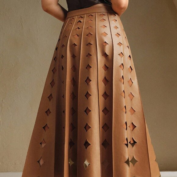 Coffee Brown Elegant Women's Skirt - Picture 3 of 6